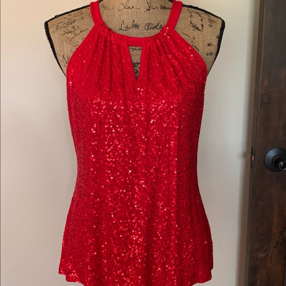 INC International Concepts Tops - Gorgeous petite red sparkly top!